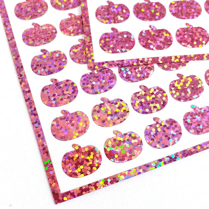 Pink Pumpkins Glitter Stickers, set of 99.