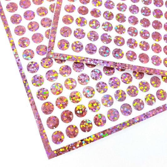 Small Light Pink Dots Sticker Sheet, set of 368 pink glitter dot stickers for planners, goal charts, favors, journals, notecards and crafts
