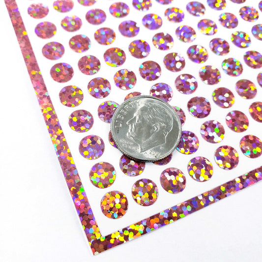 Small Light Pink Dots Sticker Sheet, set of 368 pink glitter dot stickers for planners, goal charts, favors, journals, notecards and crafts