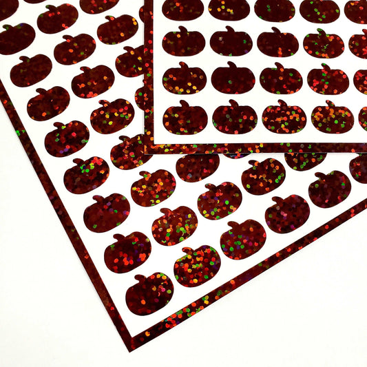 Brown Pumpkin Glitter Stickers, set of 99.
