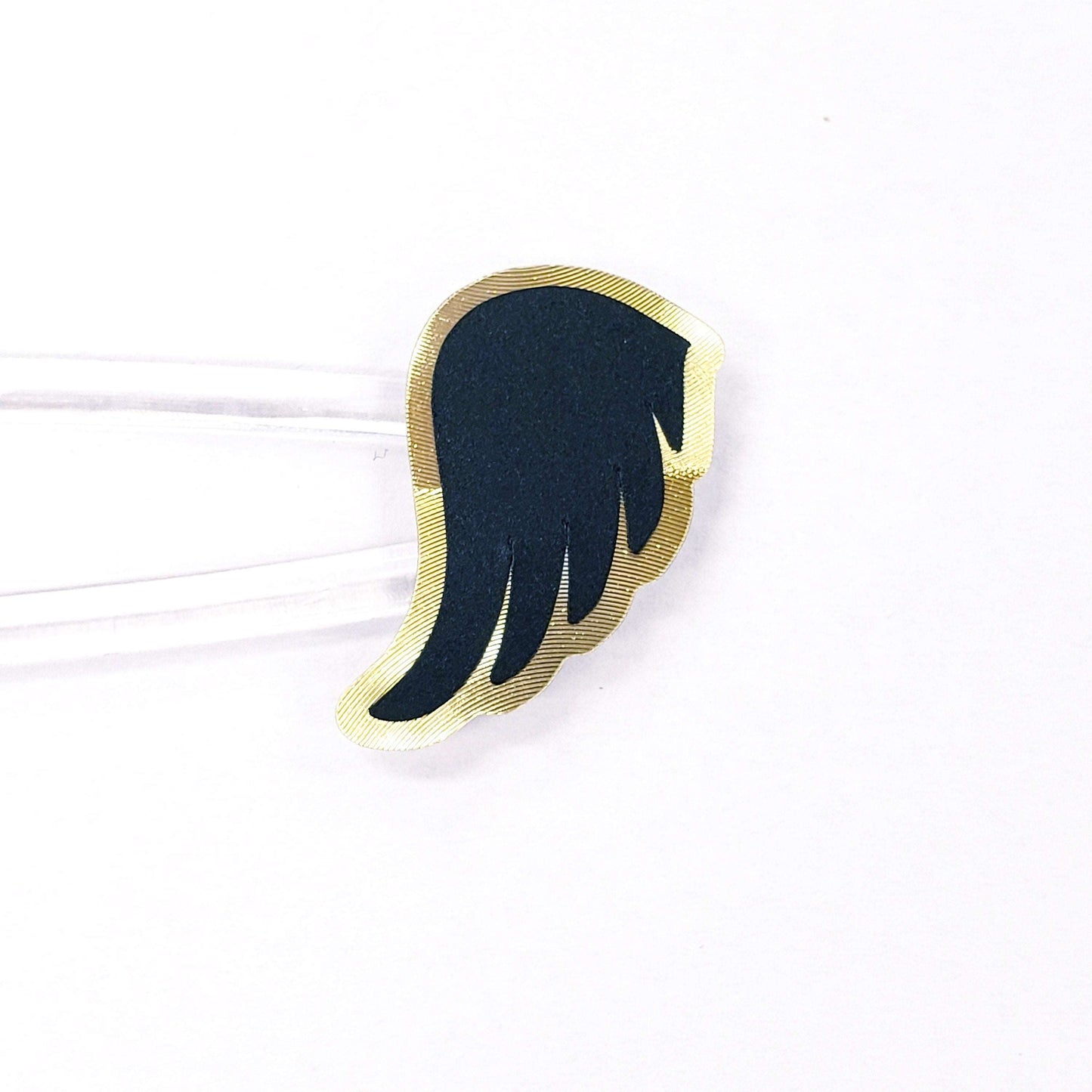 Black Angel Wing Stickers, set of 42 black and gold wing stickers for invitations, envelopes, memorial cards, planners, journals and crafts.