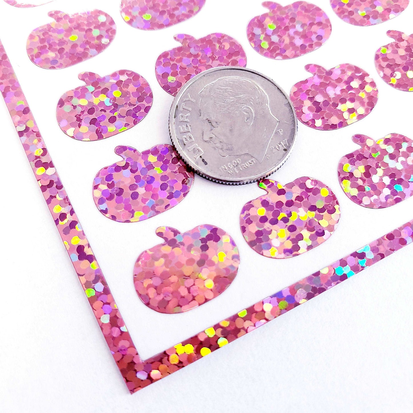 Pink Pumpkins Glitter Stickers, set of 99.