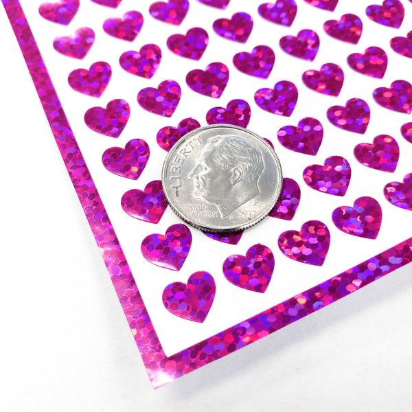 Small Hot Pink Heart Stickers