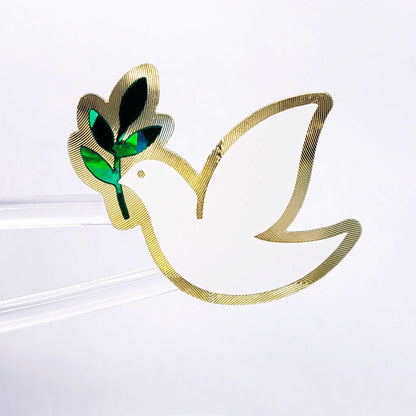 Peace Dove Stickers, set of 28 white and gold stickers for invitations, envelopes, memorial cards, planners, journals and crafts.