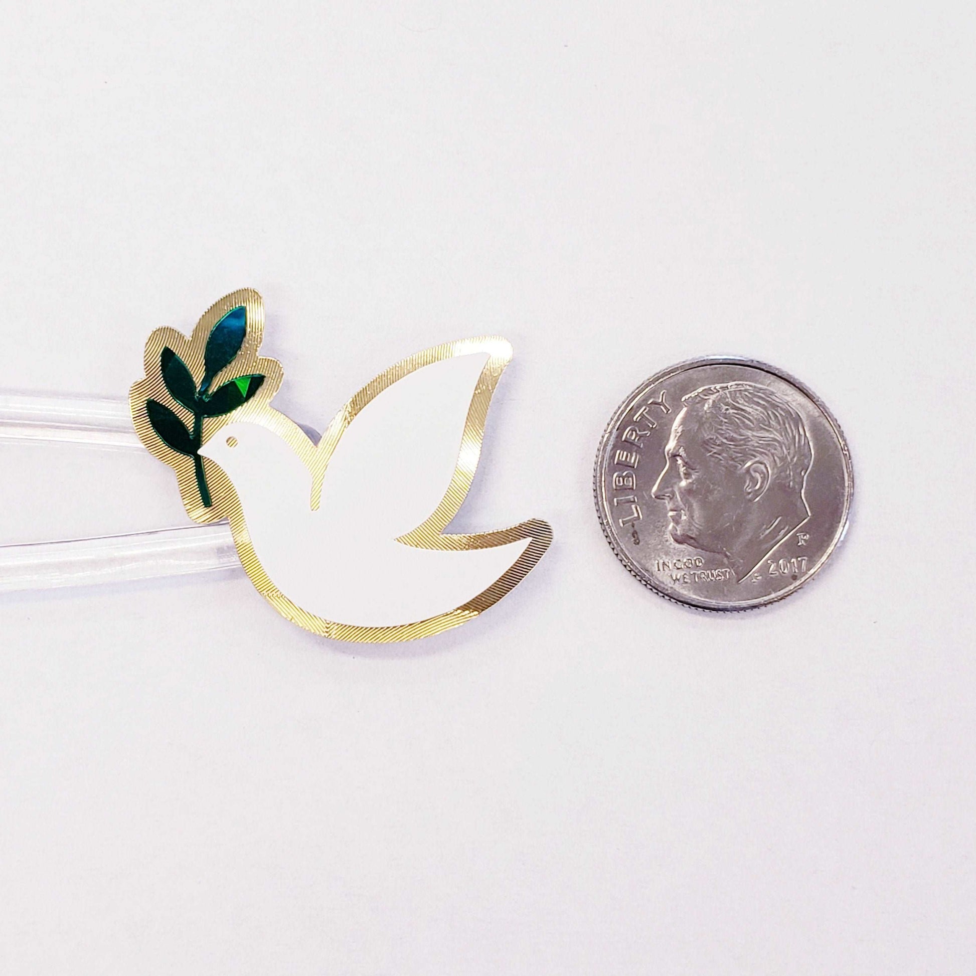Peace Dove Stickers, set of 28 white and gold stickers for invitations, envelopes, memorial cards, planners, journals and crafts.