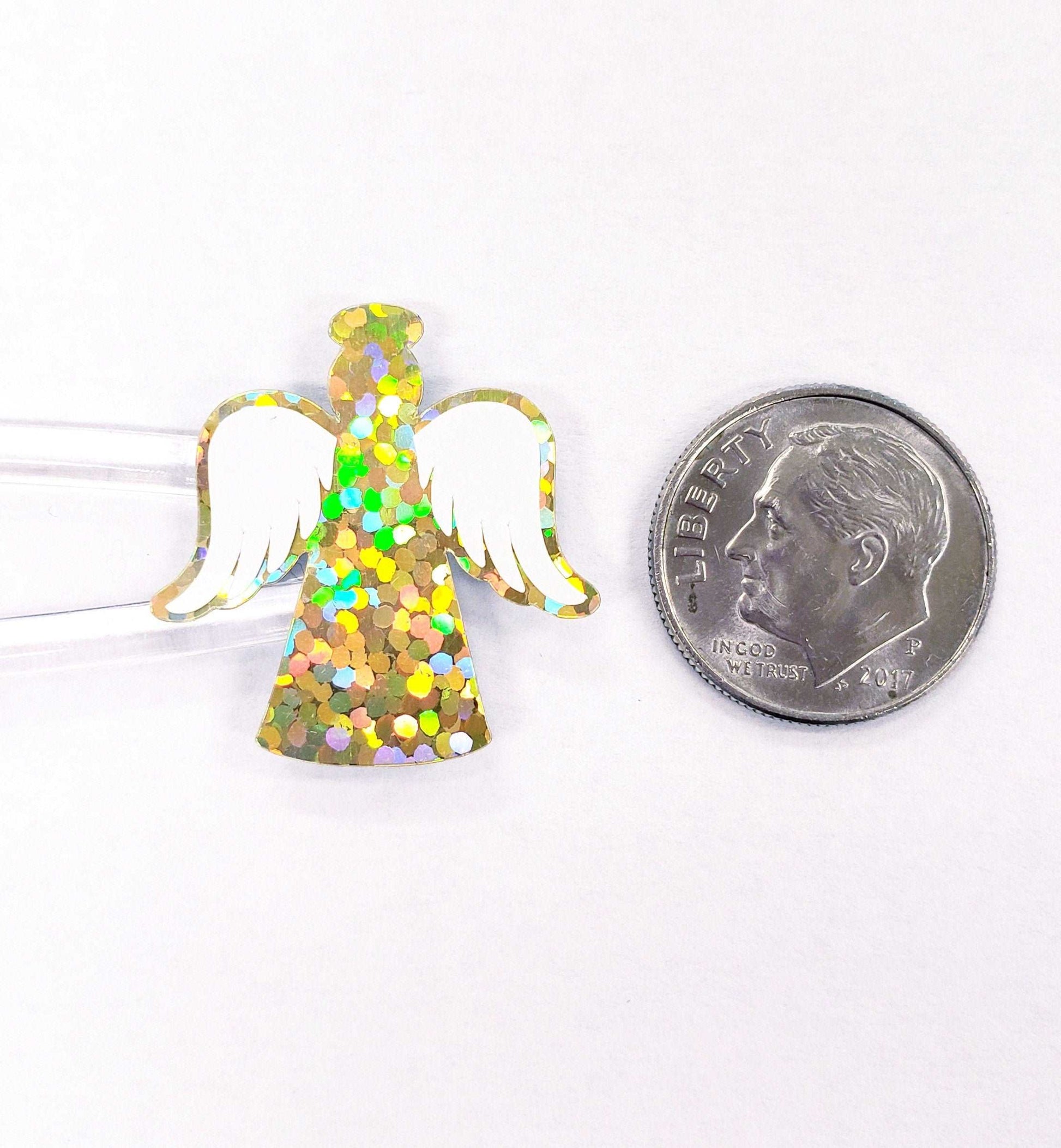 Gold Angels Stickers, set of 30 white and gold angel stickers for invitations, envelopes, memorial cards, planners, journals and crafts.