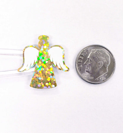 Gold Angels Stickers, set of 30 white and gold angel stickers for invitations, envelopes, memorial cards, planners, journals and crafts.