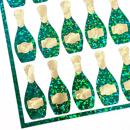 Champagne Bottle Stickers, wedding shower bachelorette invitation stickers, larger size