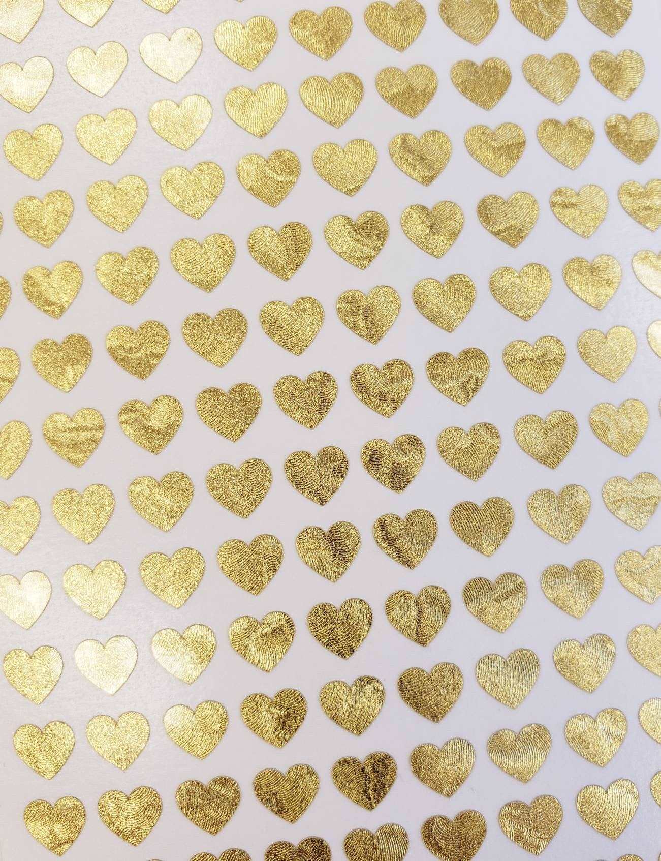 Gold Heart Stickers, set of 285 hearts, gloss metallic gold heart vinyl decals, wedding meal choice stickers, adhesive vinyl hearts
