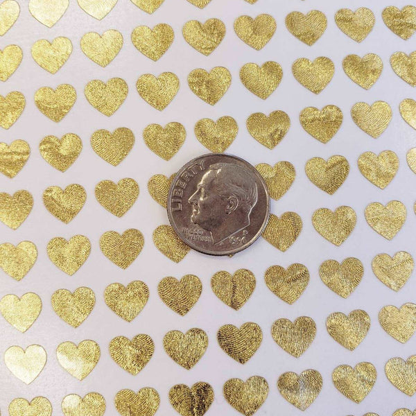 Gold Heart Stickers, set of 285 hearts, gloss metallic gold heart vinyl decals, wedding meal choice stickers, adhesive vinyl hearts
