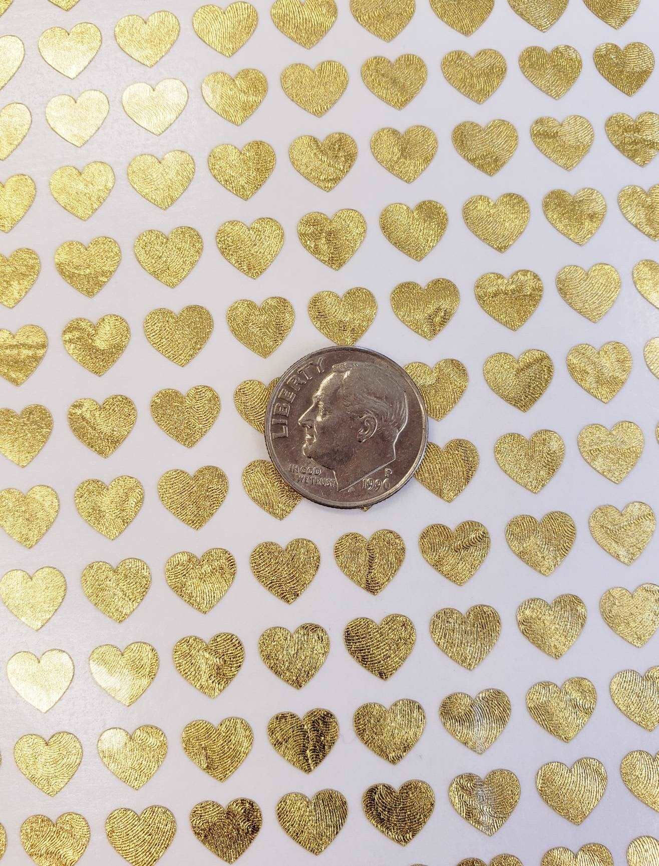 Gold Heart Stickers, set of 285 hearts, gloss metallic gold heart vinyl decals, wedding meal choice stickers, adhesive vinyl hearts