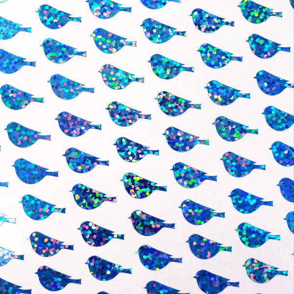 Light blue bird glitter stickers