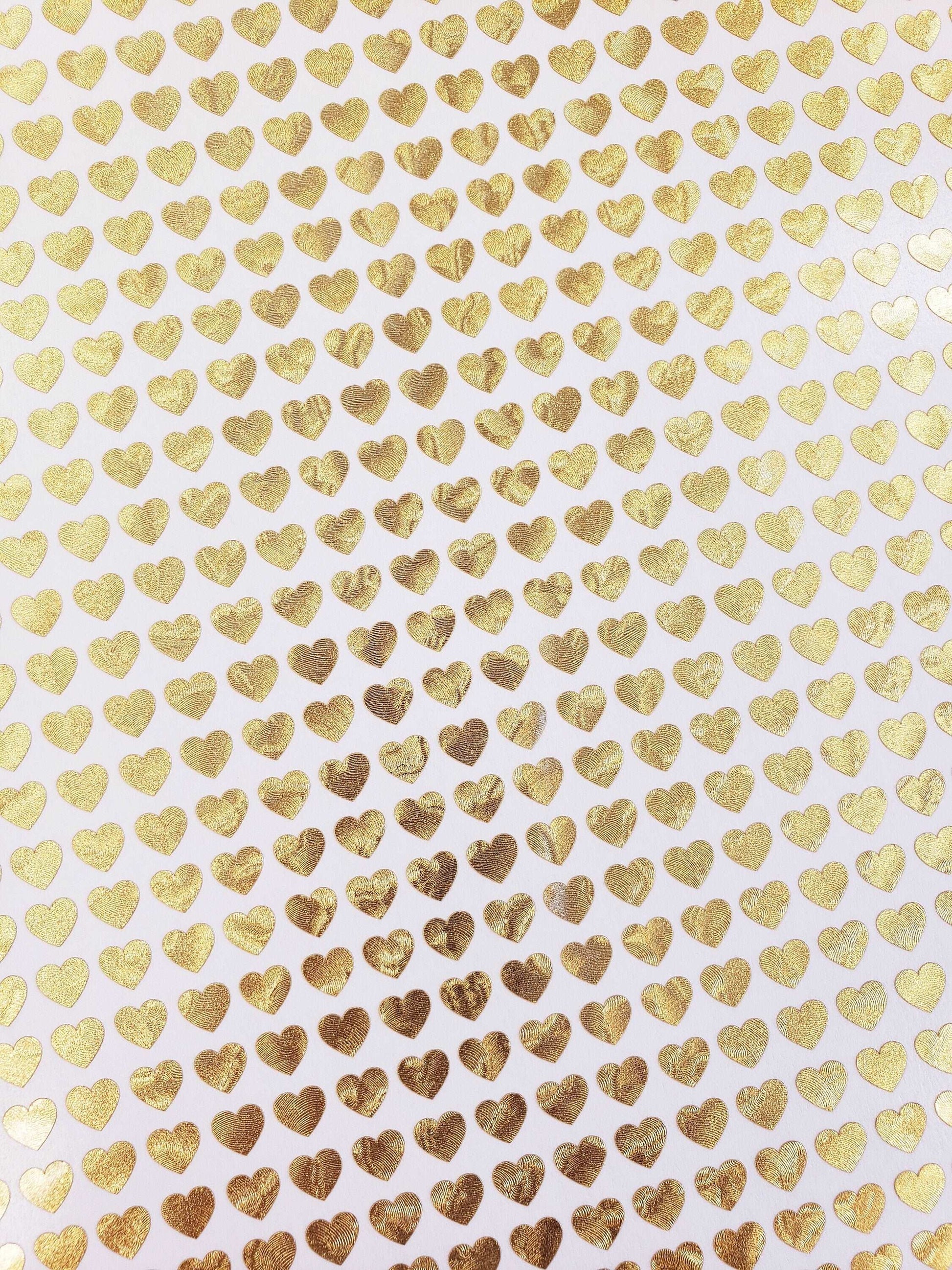 Gold Heart Stickers, set of 285 hearts, gloss metallic gold heart vinyl decals, wedding meal choice stickers, adhesive vinyl hearts