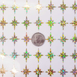 Mid Century Style Gold Starburst Sticker Sheet, set of 56 sparkly stars, vinyl star decals for ornaments, journals, gift tags and crafts