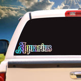 Aquarius Sticker, black and holographic silver vinyl decal, February horoscope zodiac sticker, witchy vibe, laptop or water bottle sticker