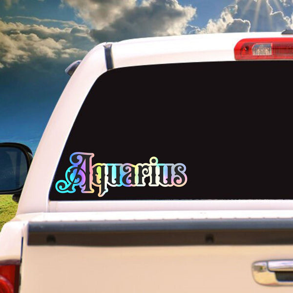Aquarius Sticker, black and holographic silver vinyl decal, February horoscope zodiac sticker, witchy vibe, laptop or water bottle sticker