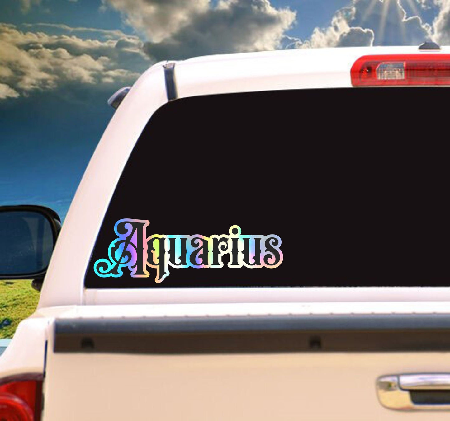Aquarius Sticker, black and holographic silver vinyl decal, February horoscope zodiac sticker, witchy vibe, laptop or water bottle sticker
