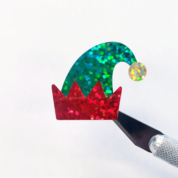 Christmas Elf Hat Glitter Stickers