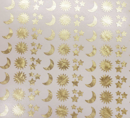 gold sun moon and stars stickers