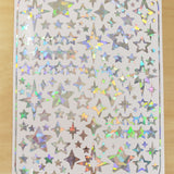 Holographic Star Sticker Sheet, Set of 100 Various Stars for Journals, Envelopes, Cardholders, and Photocards