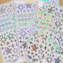 100 Silver star glitter sticker sheet