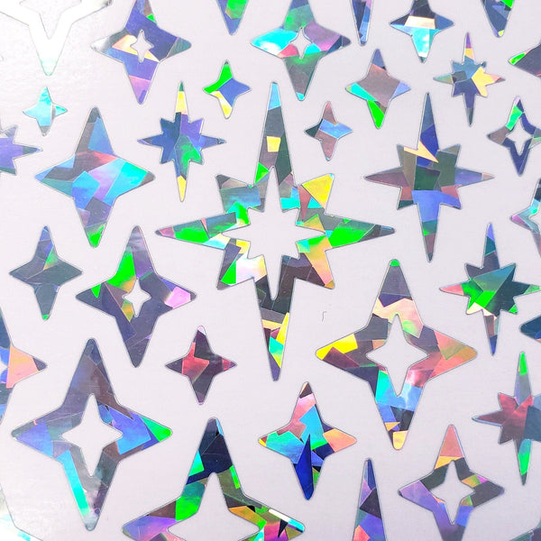 Mid Century Style Starburst Stickers, set of 100+ peel and stick kiss cut star stickers for cards, crafts, envelopes, laptops and journals