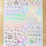 Holographic Star Sticker Sheet, Set of 100 Various Stars for Journals, Envelopes, Cardholders, and Photocards