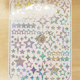 Holographic Star Sticker Sheet, Set of 100 Various Stars for Journals, Envelopes, Cardholders, and Photocards