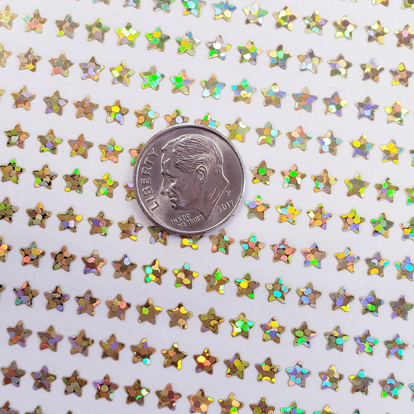 Extra Small Star Stickers, set of 600 micro sized silver star vinyl stickers for journals, notebooks, planners and goal trackers