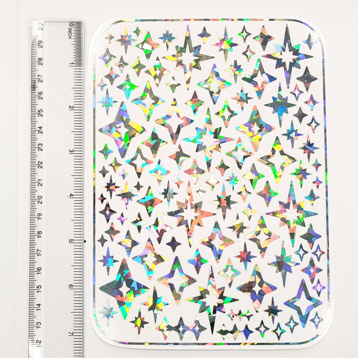 Mid Century Style Starburst Stickers, set of 100+ peel and stick kiss cut star stickers for cards, crafts, envelopes, laptops and journals