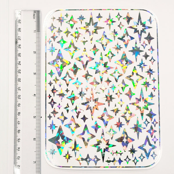 Mid Century Style Starburst Stickers, set of 100+ peel and stick kiss cut star stickers for cards, crafts, envelopes, laptops and journals