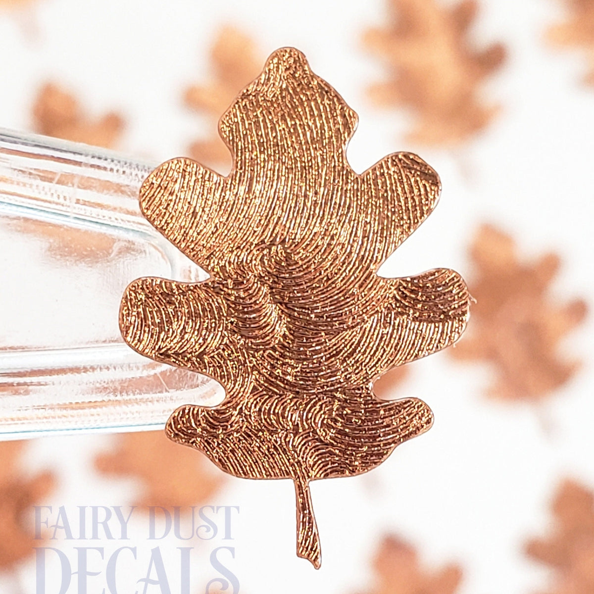 copper oak leaf sticker