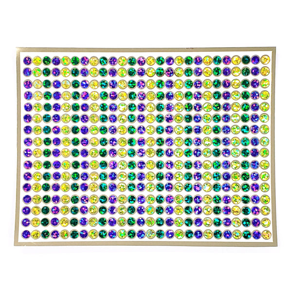Mardi Gras Bead Stickers, set of 16 multi color sparkly faux rhinestone vinyl decal embellishments for envelopes, scrapbooks and glasses.
