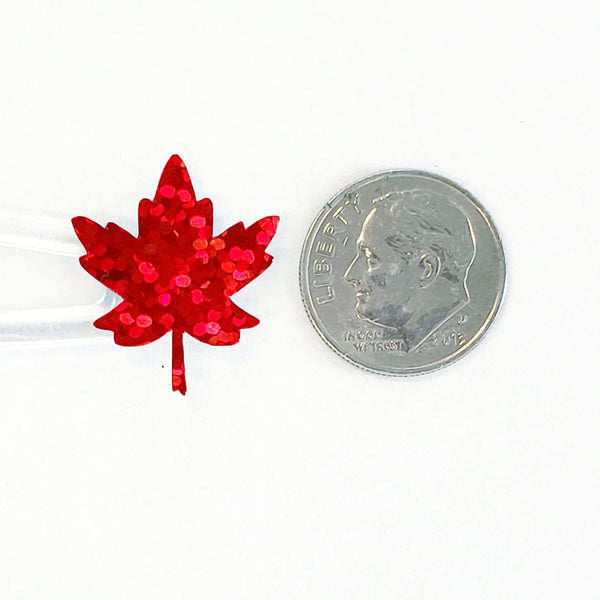 Red Maple Leaf Stickers, set of 45 leaf glitter stickers for Autumn weddings, fall decor, planners, scrapbook pages.