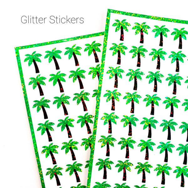 Tropical Palm Tree Stickers, Set of 48 palm tree vinyl decals. Embellishments for planners, journals, notecards, and scrapbook pages.