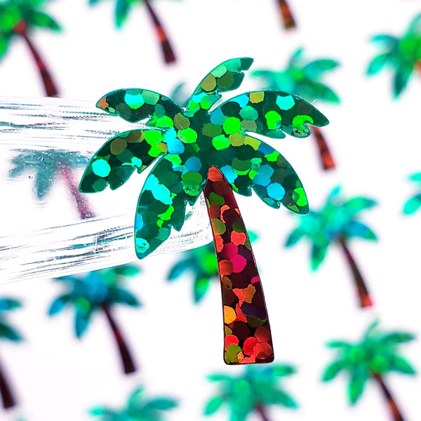 Tropical Palm Tree Stickers, Set of 48 palm tree vinyl decals. Embellishments for planners, journals, notecards, and scrapbook pages.