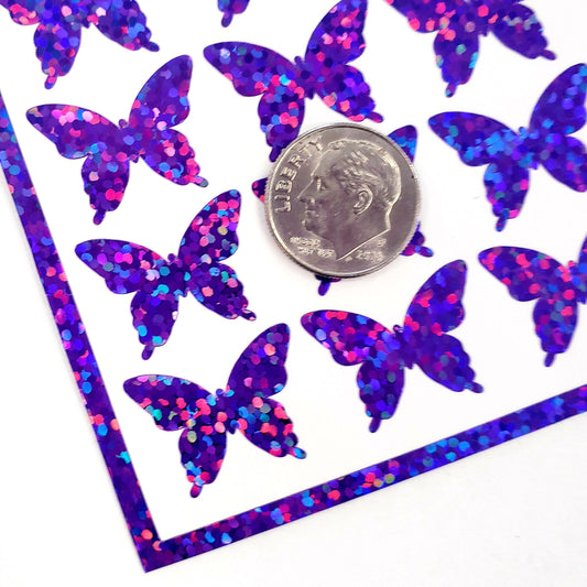 Purple Butterfly Stickers, set of 25