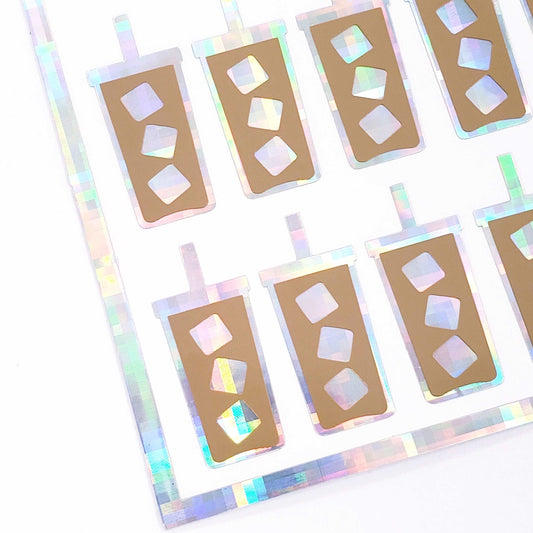 Iced Coffee Stickers, set of 30 cute cold drink holographic stickers for calendars, journals, food trackers, and planners. Coffee lover gift