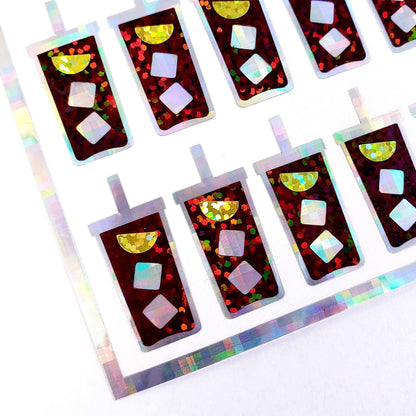 Iced Tea Stickers, set of 30 cold drink sweet tea with lemon glitter stickers for calendars, journals, food trackers, planners and charts.