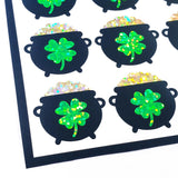 Pot of Gold Stickers, set of 24 St. Patrick's Day vinyl glitter stickers for calendars, planners, party invitations and paper craft projects