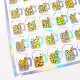Beer Stickers, set of 42 mugs of beer, cold drink stickers for football parties, college tailgates, planners, journals and scrapbook pages.