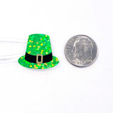 Leprechaun Hat Stickers, set of 35 green St. Patrick's Day hat glitter stickers for cards, envelopes, March calendars and craft projects.