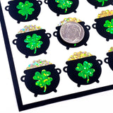 Pot of Gold Stickers, set of 24 St. Patrick's Day vinyl glitter stickers for calendars, planners, party invitations and paper craft projects