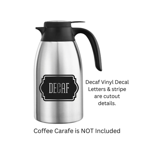 Decaf Coffee Decal, wedding dessert coffee station vinyl decals, DECAL ONLY