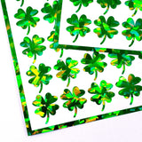 St. Patrick's Day Four Leaf Clover Stickers, set of 48 spring green sparkly lucky clovers shamrocks each 3/4