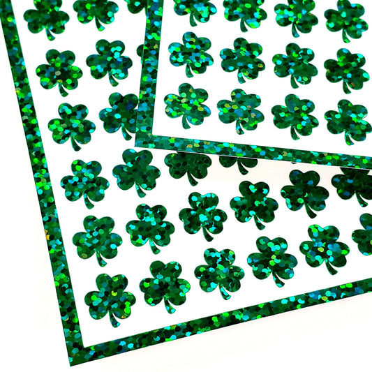 St. Patrick's Day Shamrock Stickers, set of 135 decorative green glitter shamrock stickers for planners, signs and craft projects