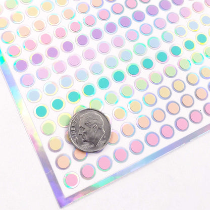 Pastel Colors Rainbow Dots Sticker Sheets, set of 368 small round multi color vinyl dot decals, one quarter inch dot stickers