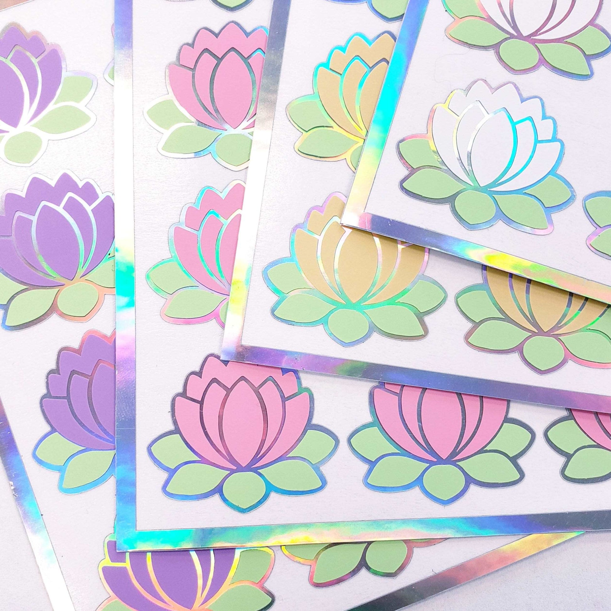 Pink Lotus Flower Stickers, set of 20 pastel light pink flower vinyl decals for Easter, Mother's Day and spring weddings. Peel and stick.