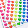 Neon Rainbow Colors Heart Stickers, set of 60
