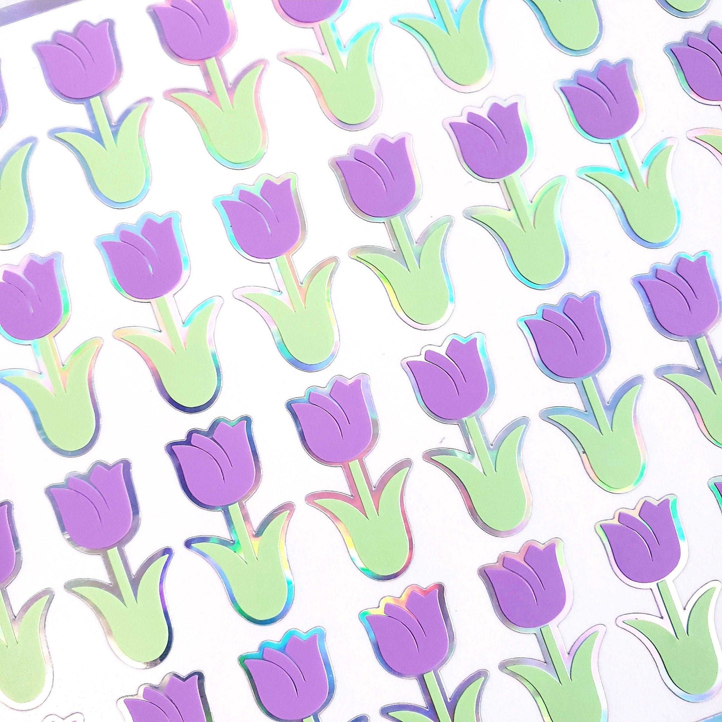 Lilac Tulip Stickers, set of 40 light purple flower decals for Easter, Mother's Day and spring weddings, lavender tulip stickers.